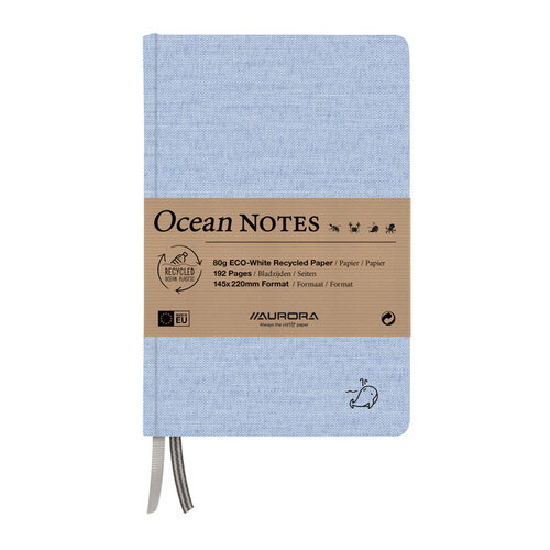 Aurora Notitieboek Aurora Ocean A5 192blz lijn 80gr linnenstructuur kaft blauw