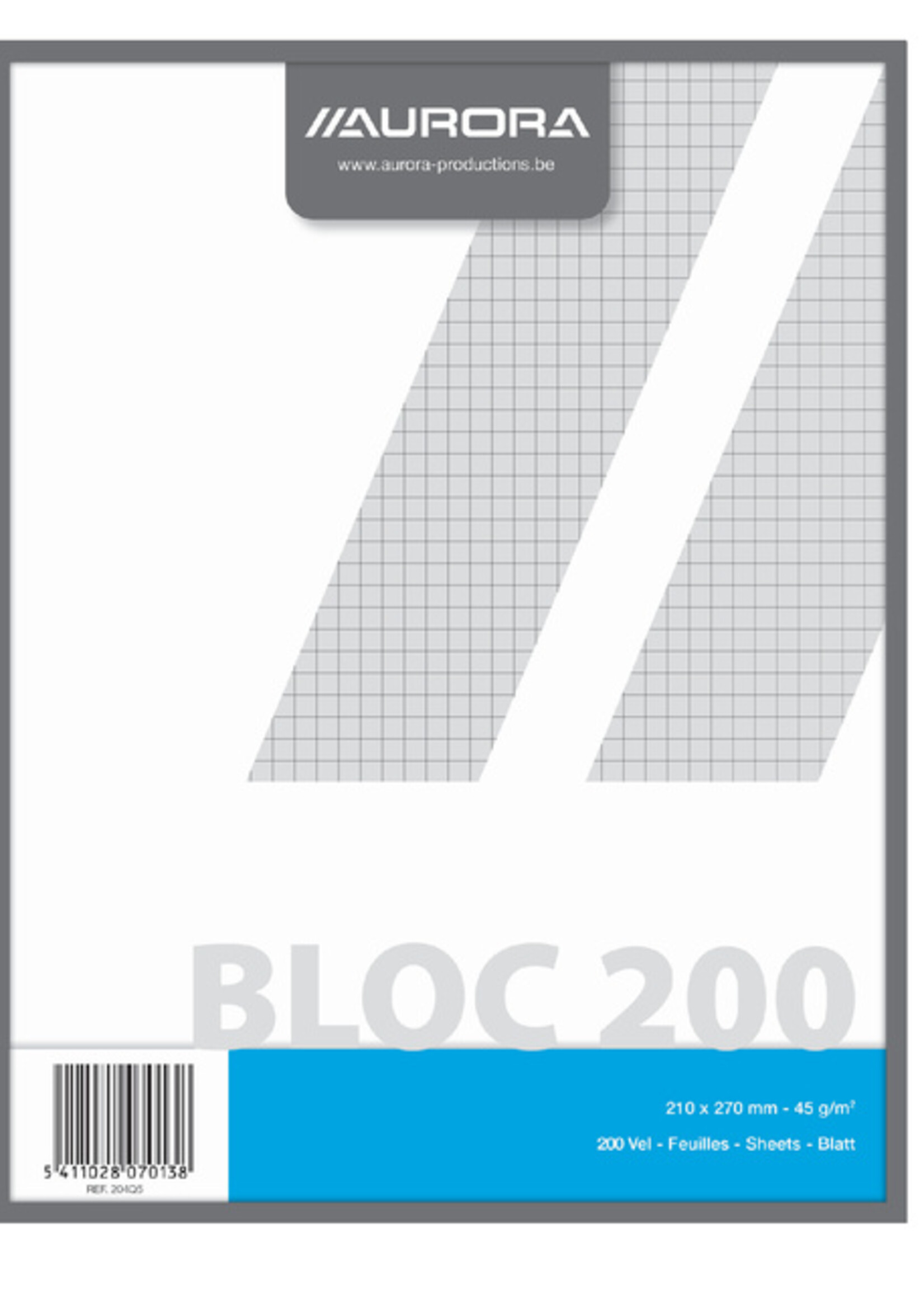 Aurora Bloc brouillon Aurora 210x270mm carreau 5x5mm 200 feuilles