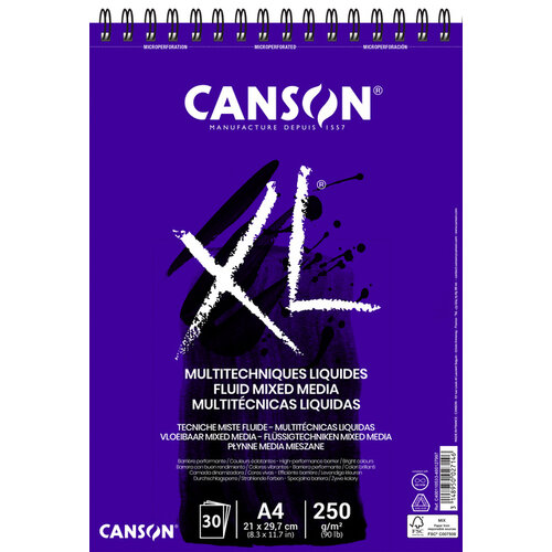 Canson Tekenblok Canson XL Fluid Mixed Media A4 30vel 250gr