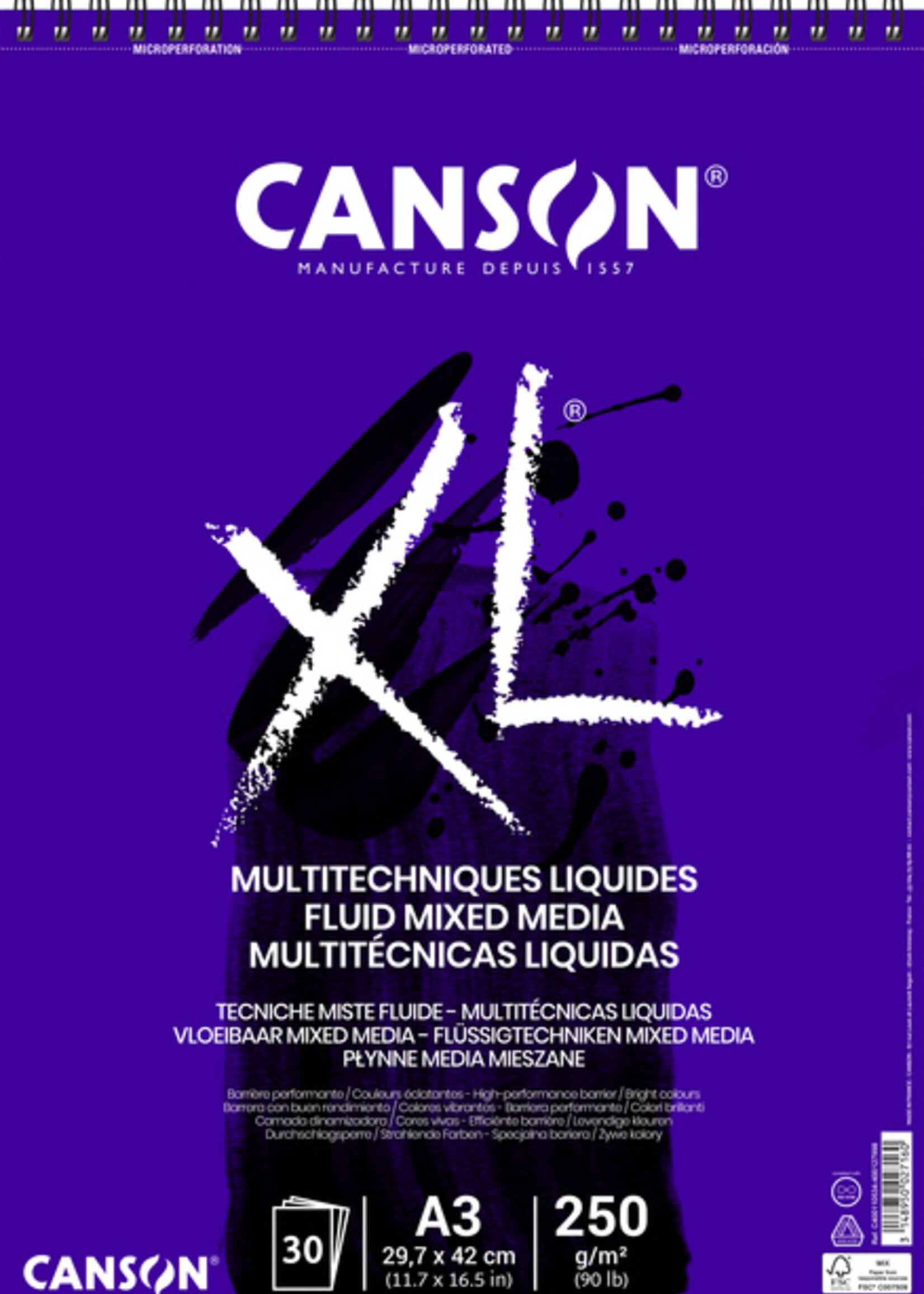 Canson Tekenblok Canson XL Fluid Mixed Media A3 30vel 250gr