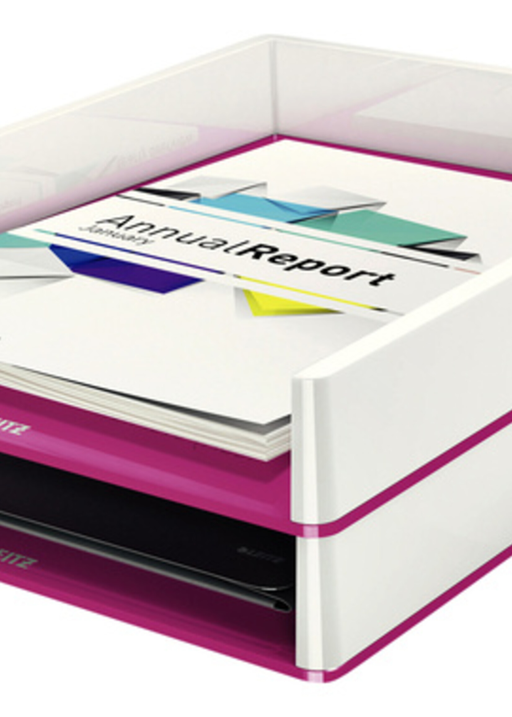 Leitz Corbeille à courrier Leitz WOW Dual blanc/rose