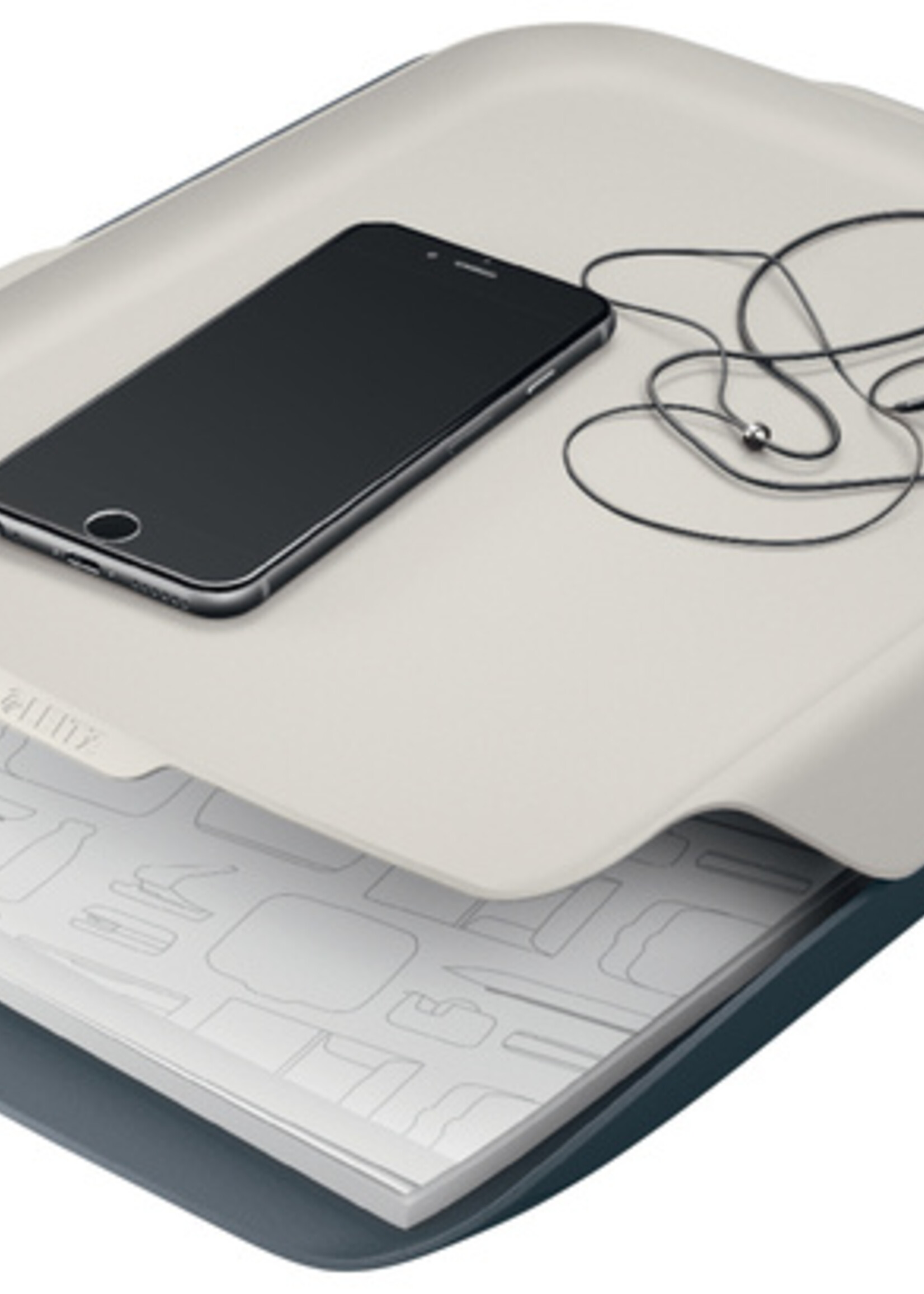 Leitz Corbeille à courrier Leitz Cosy avec organiseur de bureau gris