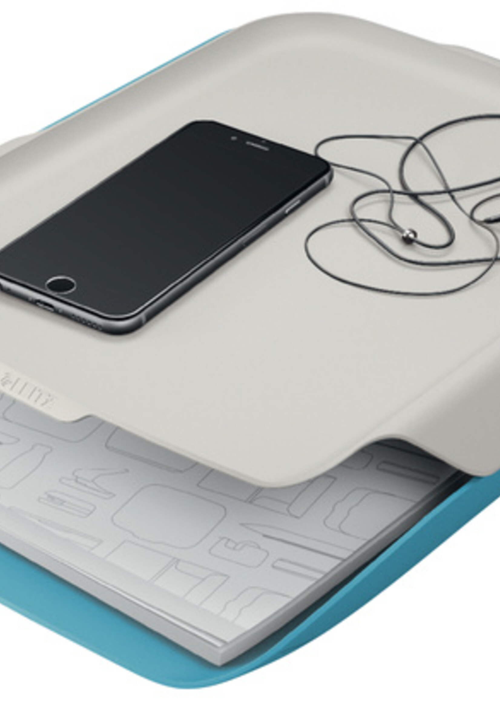 Leitz Corbeille à courrier Leitz Cosy avec organiseur de bureau bleu