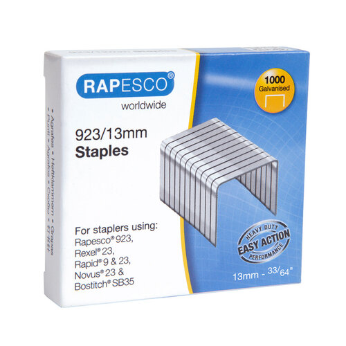 Rapesco Agrafes Rapesco 923/13mm (Type 23) galvanisé 1000 pièces