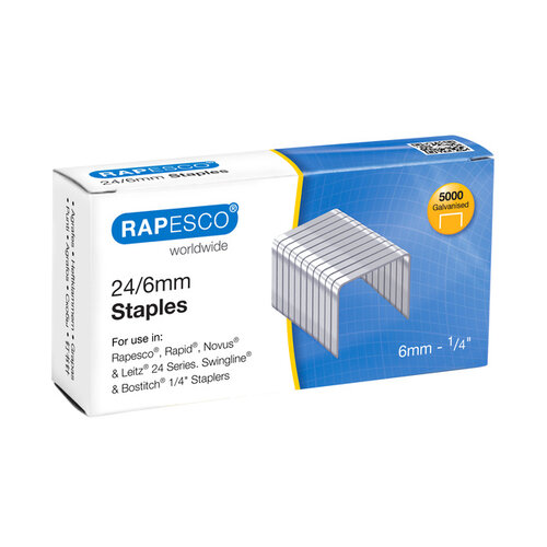 Rapesco Agrafes Rapesco 24/6 (22/6) galvanisé 5000 pièces