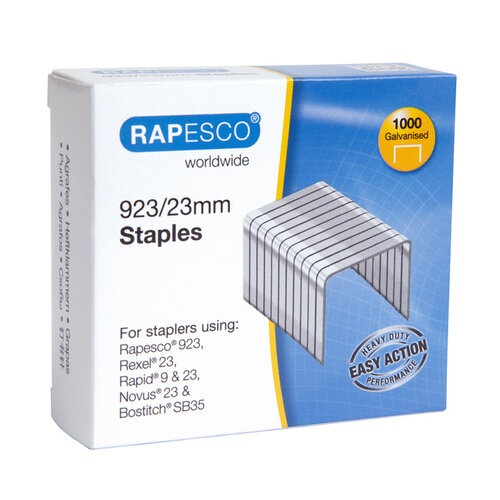 Rapesco Agrafes galvanisées Rapesco 923/23mm (Type 23) boîte 1000 pièces