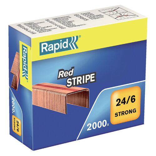 Rapid Nieten Rapid 24/6 verkoperd red stripe 2000 stuks