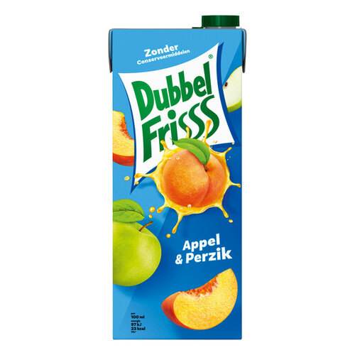 DubbelFrisss Fruitdrank DubbelFrisss appel perzik pak 1500ml