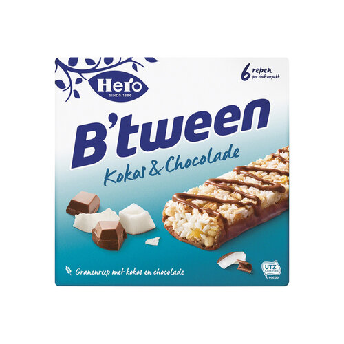 Hero Barre de céréales Hero B'tween coco chocolat 6 paks barre 25g