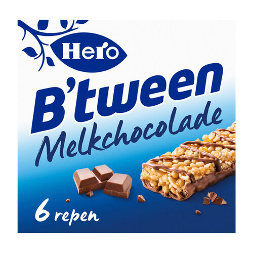Hero Tussendoortje Hero B'tween melkchocolade 6pack reep 25gr