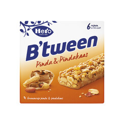 Tussendoortje Hero B'tween pinda&pindakaas 6pack reep 25gr