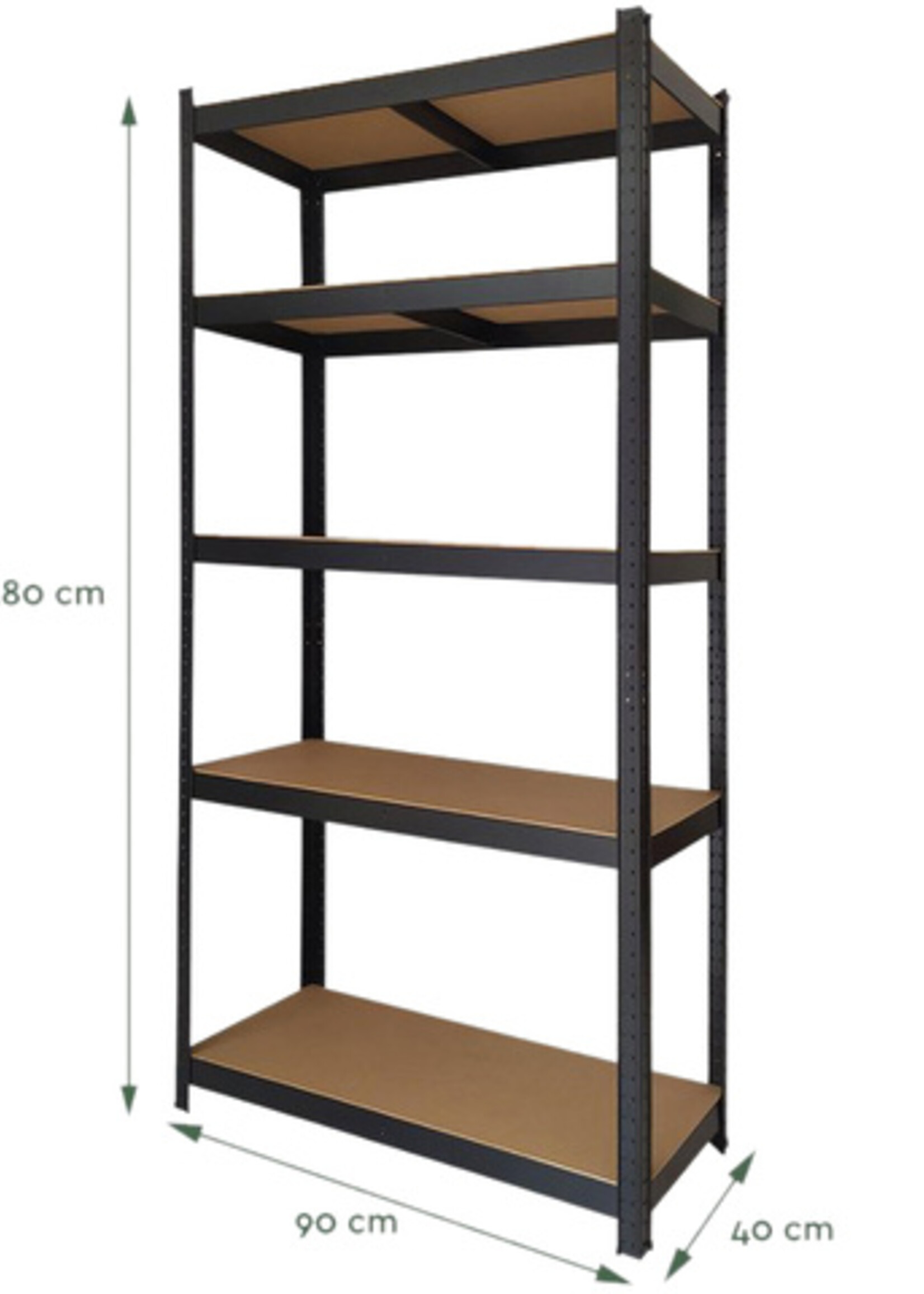 Stellingkast BRASQ 5 borden 90x40x180cm SU175 max 875 KG zwart