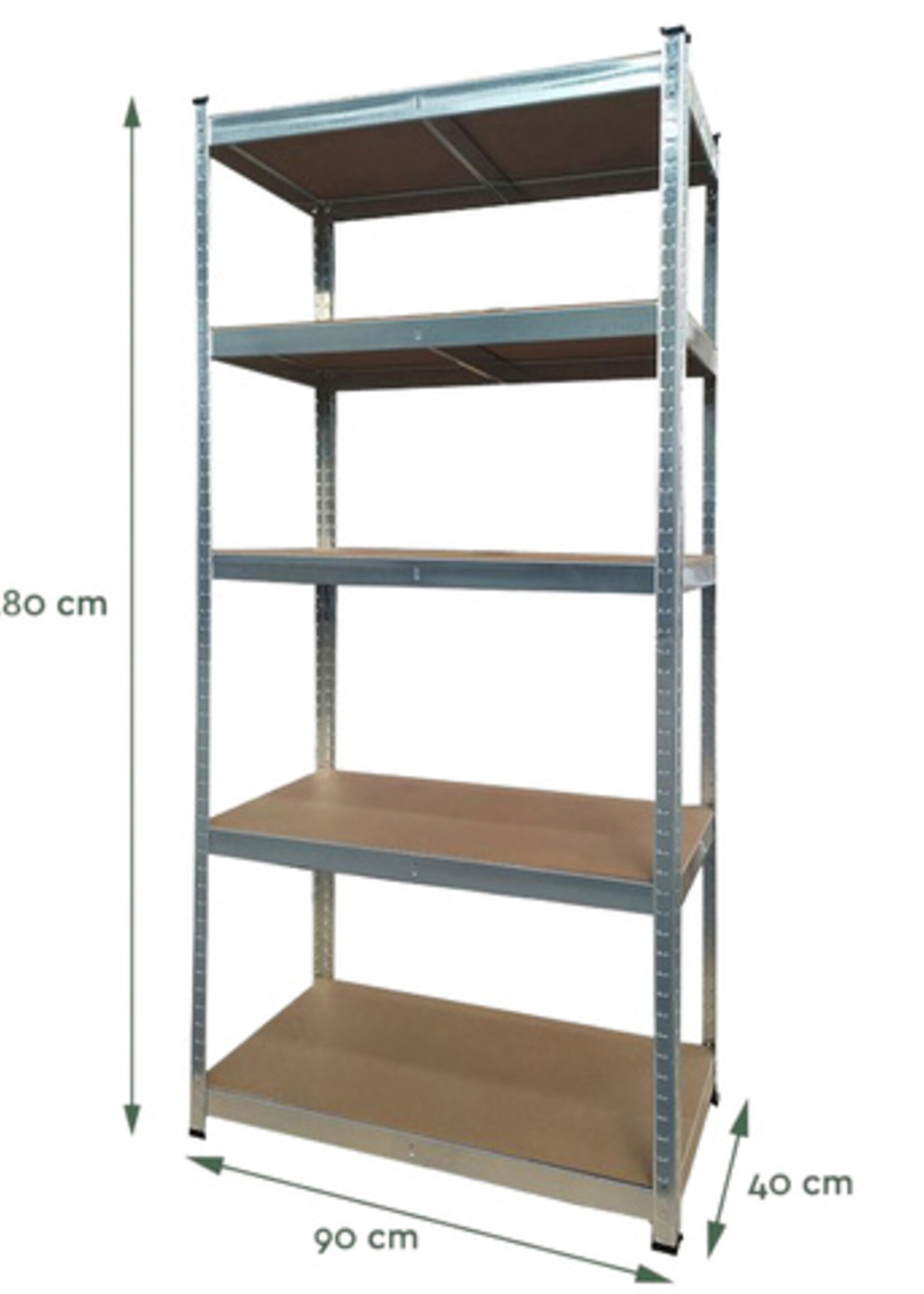 Stellingkast BRASQ 5 borden 90x40x180cm SU175 max 875 KG zilver