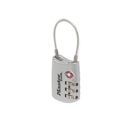 Master Lock Hangslot Masterlock 3-cijfer combinatie TSA met kabel assorti in willekeurige kleur 30mm