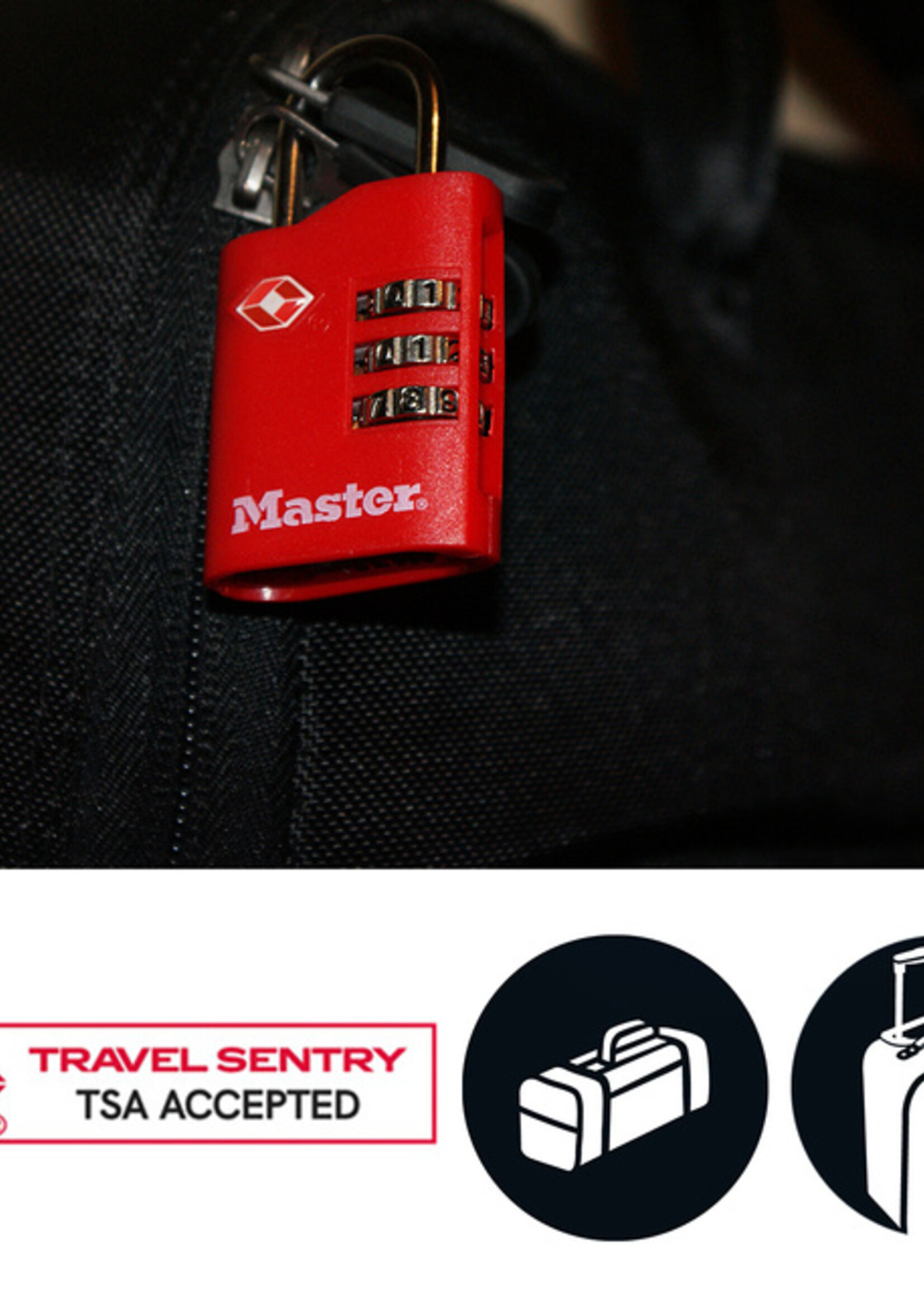 Master Lock Hangslot Masterlock 3-cijfer combi TSA set van 2 sloten assorti in willekeurige kleur 30mm