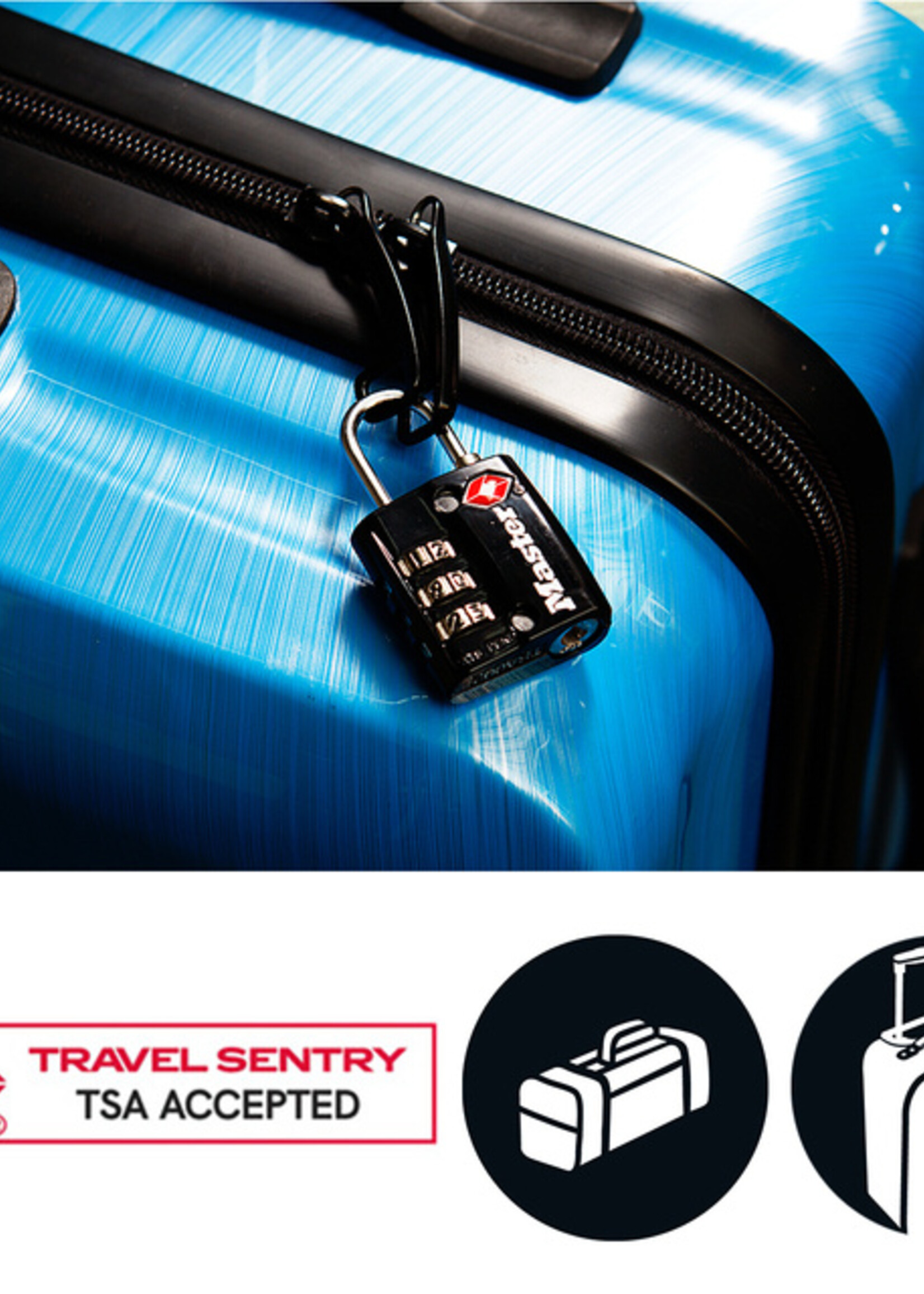 Master Lock Cadenas Masterlock combinaison 3 chiffres TSA noir 30mm