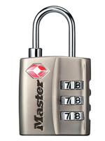 Master Lock Hangslot Masterlock 3-cijfer combinatie TSA nikkel 30mm