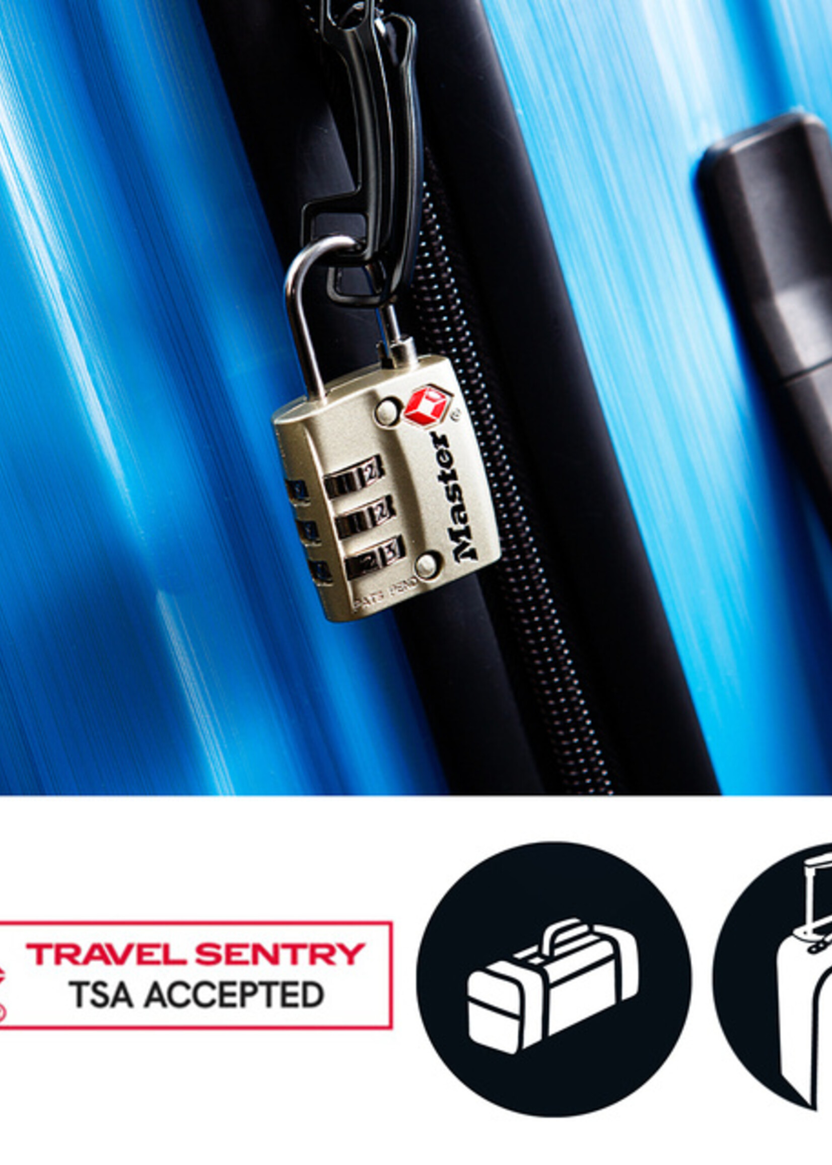 Master Lock Hangslot Masterlock 3-cijfer combinatie TSA nikkel 30mm