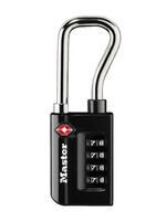 Master Lock Hangslot Masterlock 4-cijfer combinatie TSA lange beugel zwart 35mm