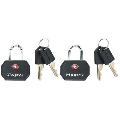 Master Lock Hangslot Masterlock 2 gelijksluitend aluminium TSA zwart 30mm