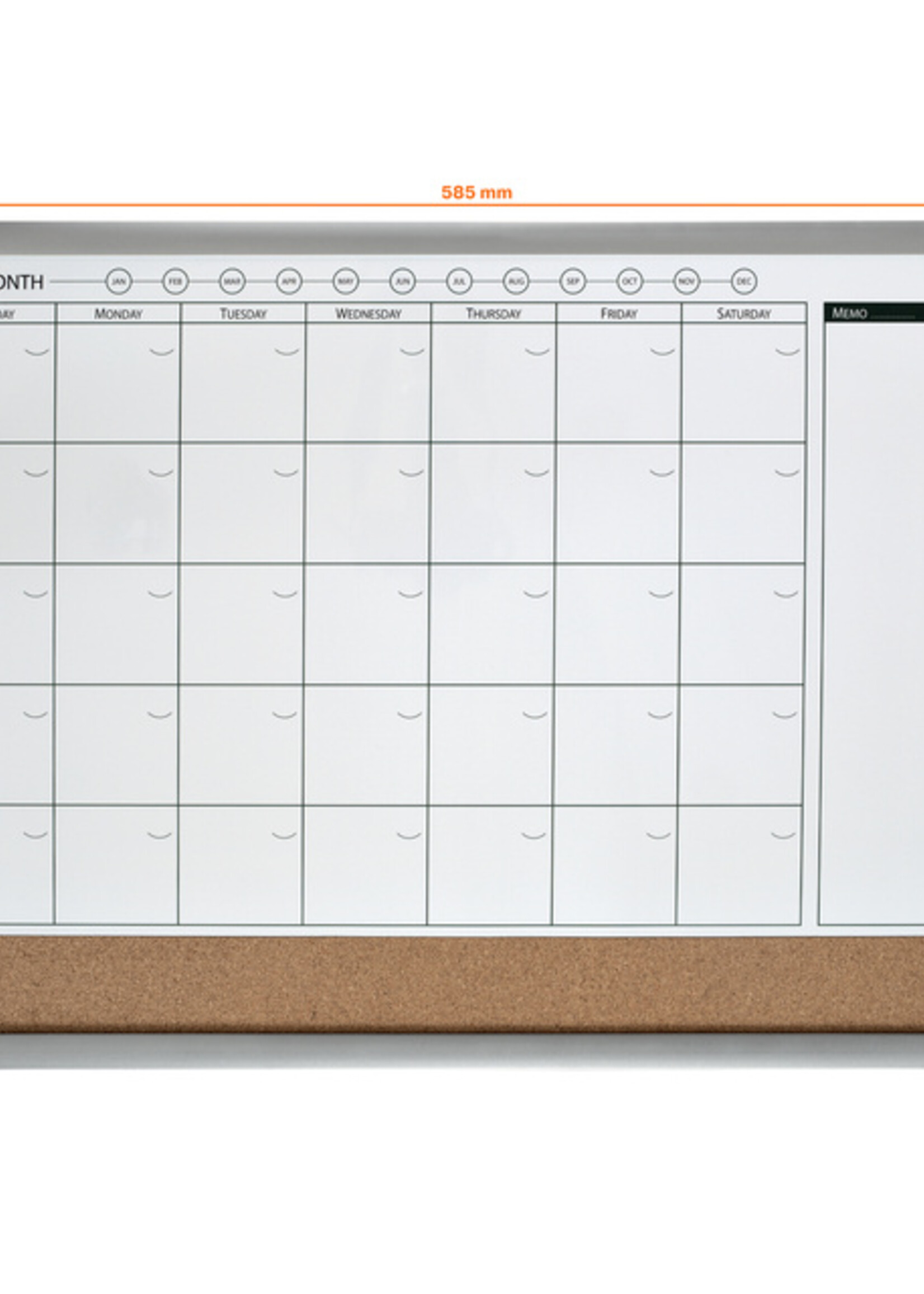 Nobo Whiteboard Nobo magnetische planner met prikbord van kurk 585x430mm