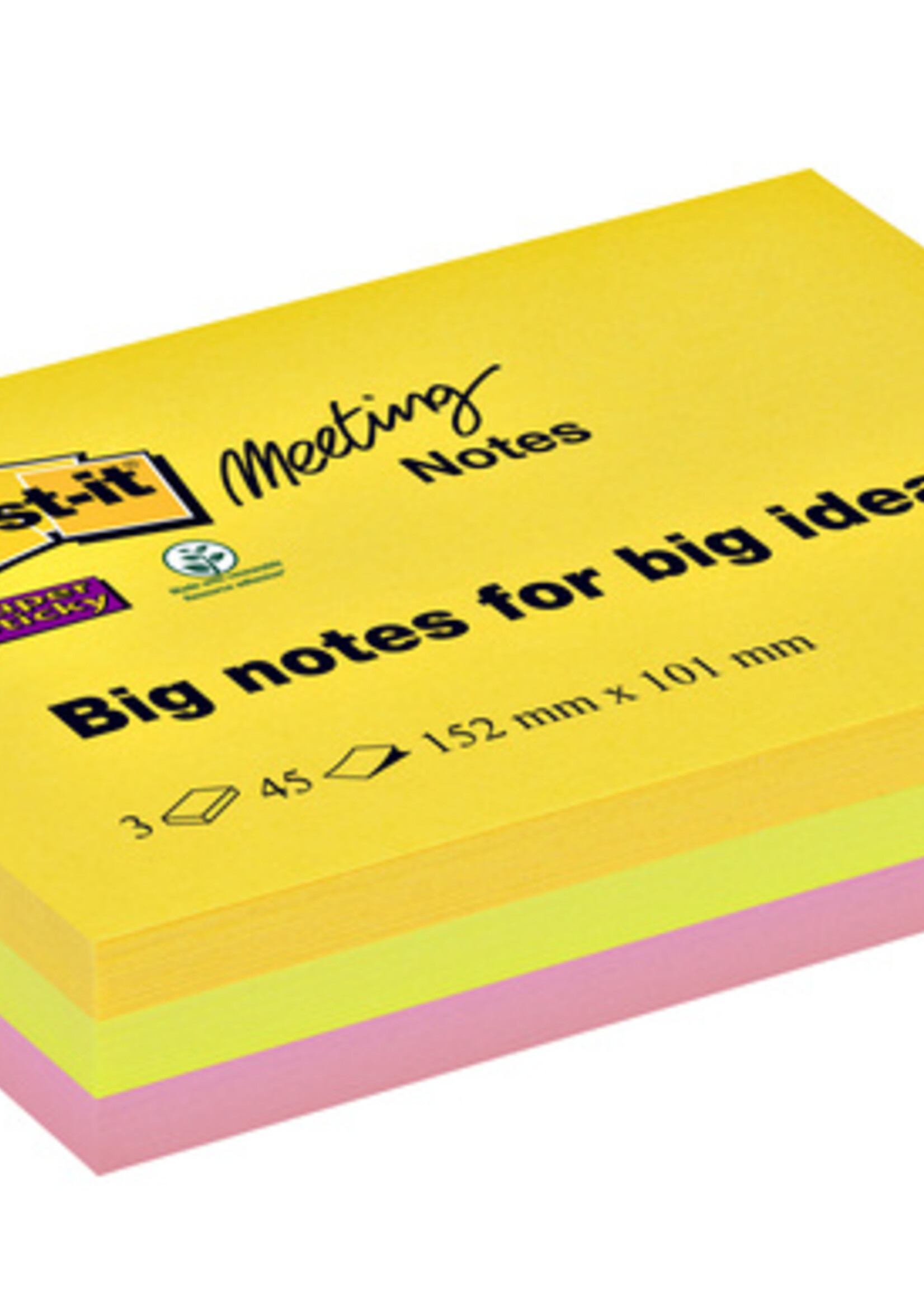 Post-it Bloc-mémos 3M Post-it 6445 Super Sticky 152x101mm assorti
