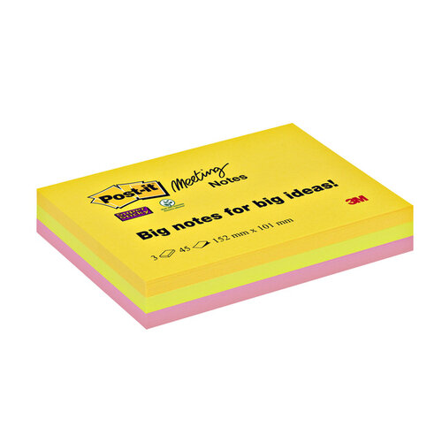 Post-it Bloc-mémos 3M Post-it 6445 Super Sticky 152x101mm assorti