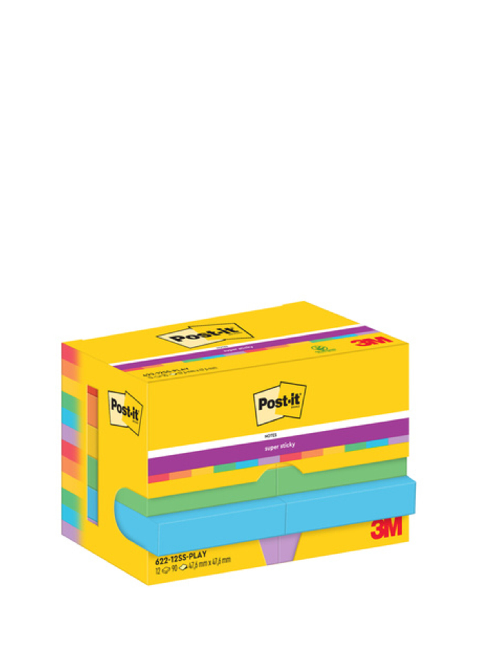 Post-it Bloc-mémos 3M Post-it 622 Super Sticky 47,6x47,6mm Play