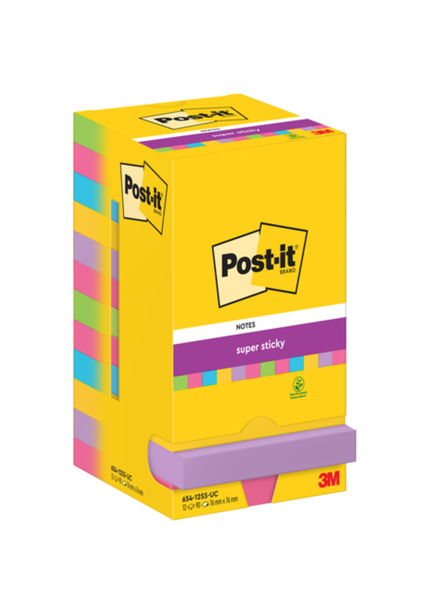 Post-it Memoblok 3M Post-it 654 Super Sticky 76x76mm 90 vel rainbow
