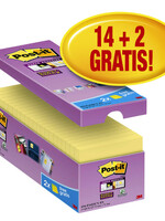 Post-it Memoblok 3M Post-it 654 Super Sticky 76x76mm geel 14+2 gratis