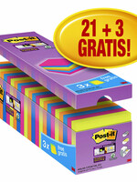 Post-it Bloc-mémos 3M Post-it 654 Super Sticky 76x76mm 21+3 gratuits assorti