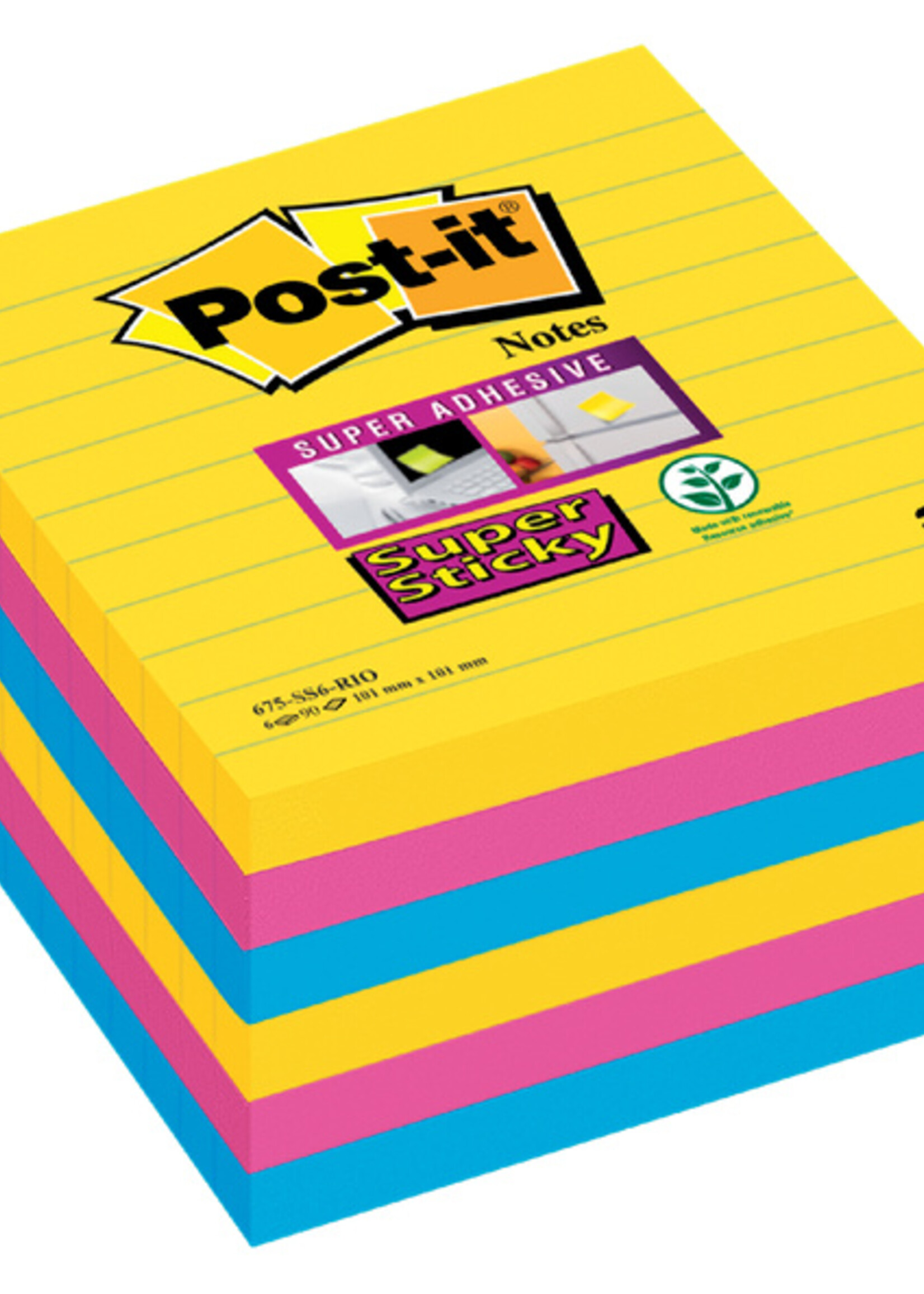 Post-it Bloc-mémos 3M post-it 675 Super Sticky 101x101mm Rio