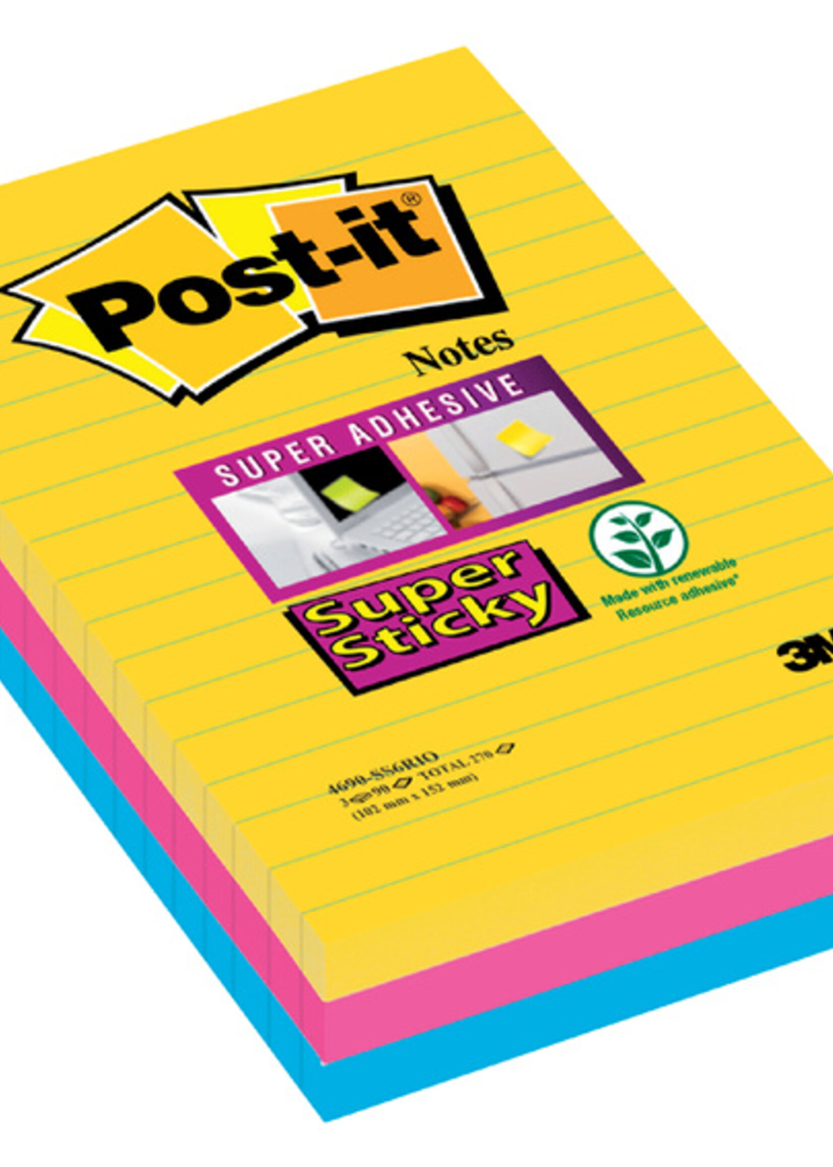 Post-it Bloc-mémos  3M post-it 4960 Super Sticky 101x152mm Rio