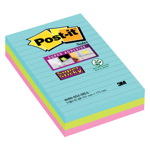 Post-it Memoblok 3M Post-it 4690 Super Sticky 101x152mm Miami