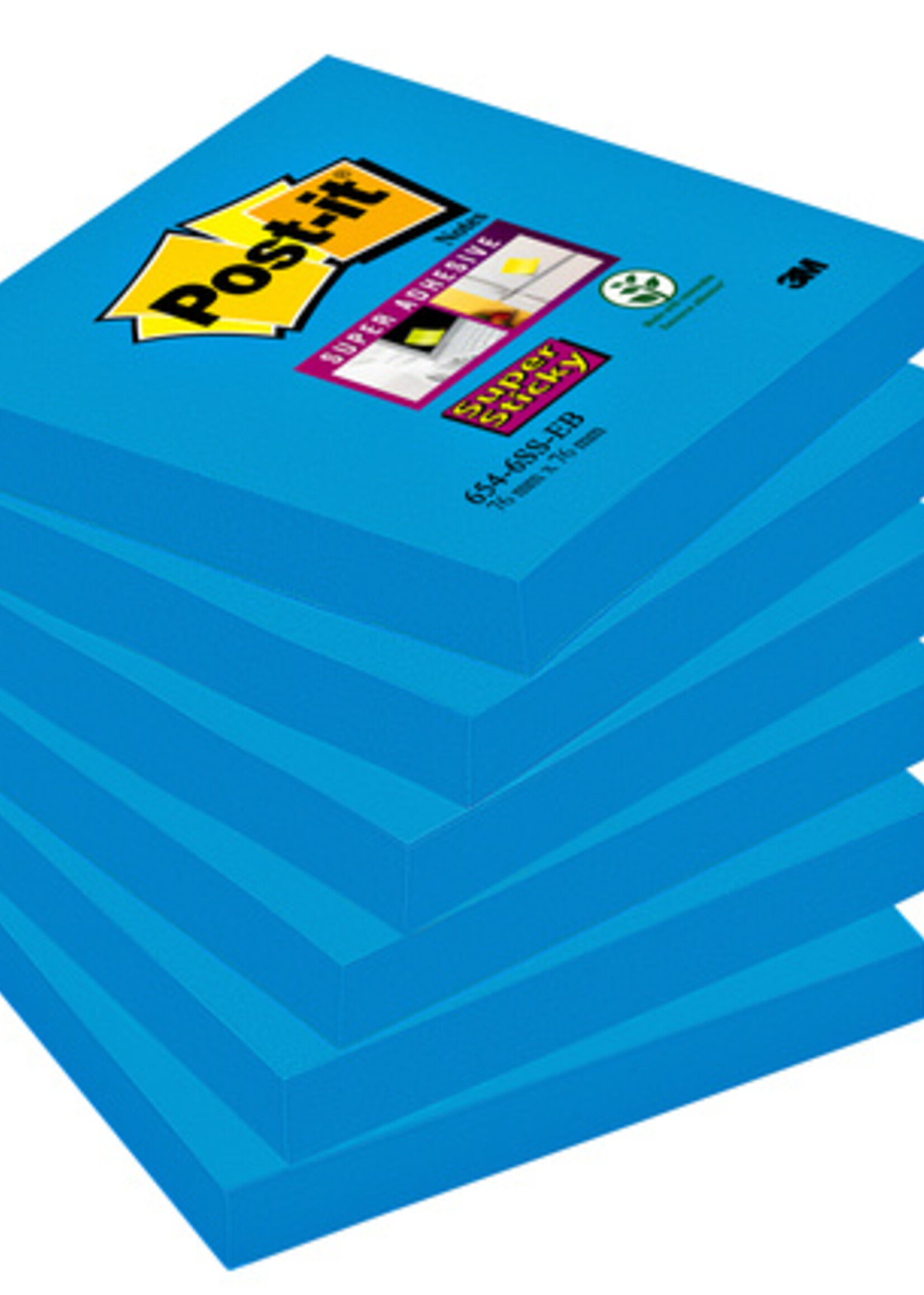 Post-it Bloc-mémos 3M Post-it 654-SSEB Super Sticky 76x76mm Bleu