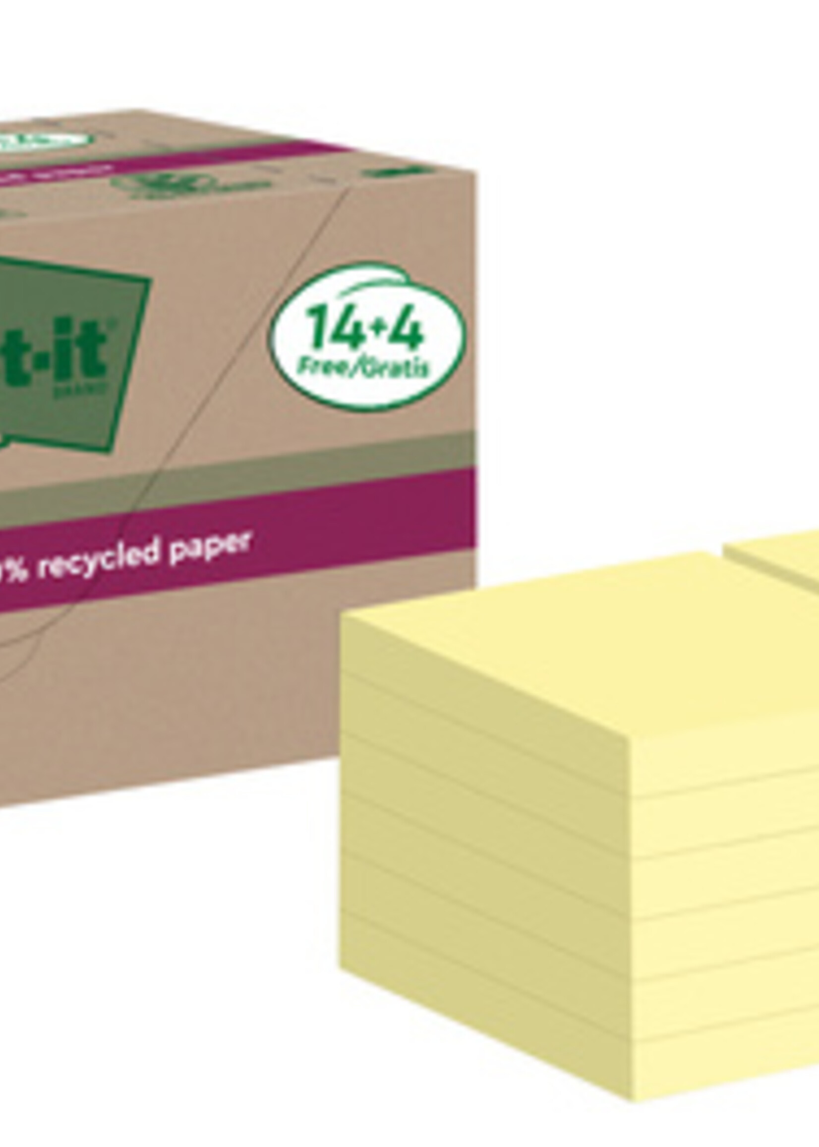 Post-it Bloc mémos 3M Post-it 654 RSS12CY 76x76mm jaune 14 + 4 gratuits