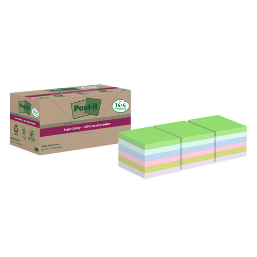 Post-it Bloc mémos 3M Post-it 654 RSS12COL 76x76mm Colour Notes 14+4 gratuits