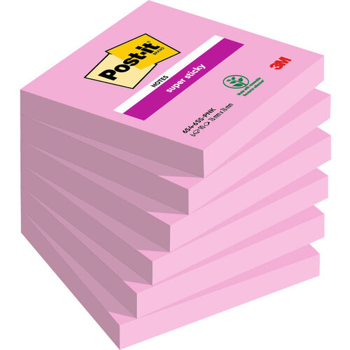 Post-it Memoblok 3M Post-it 654 Super Sticky 76X76mm roze