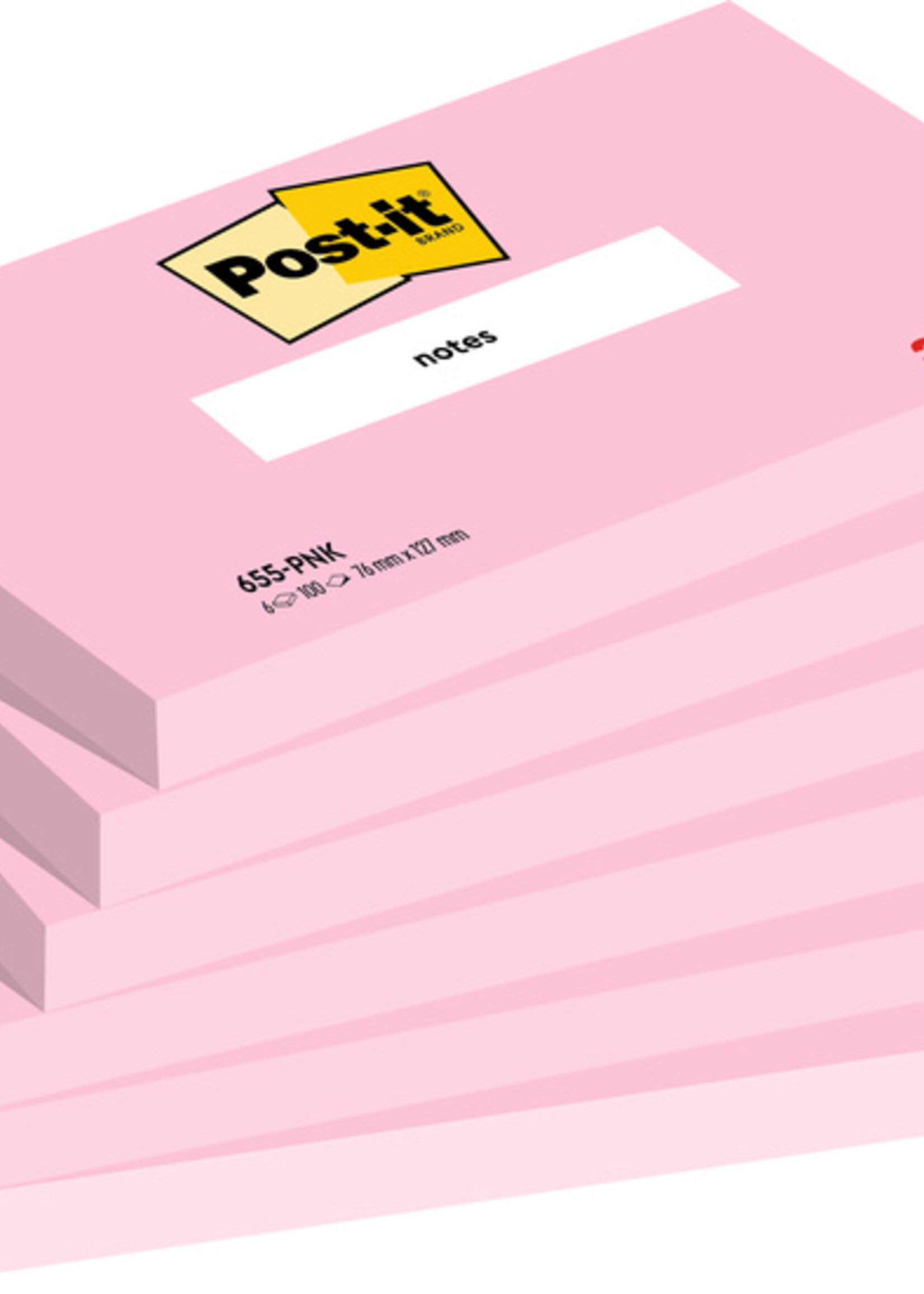 Post-it Bloc mémos 3M Post-it 655 76x127mm rose
