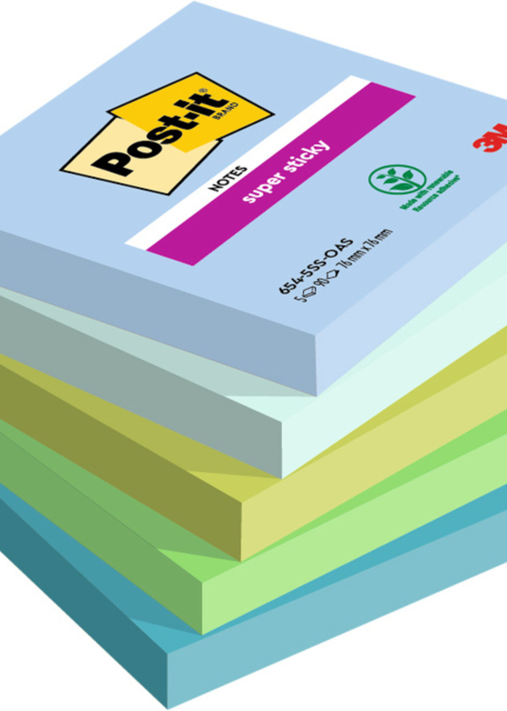 Post-it Memoblok 3M Post-it 654 Super Sticky 76X76mm OAS