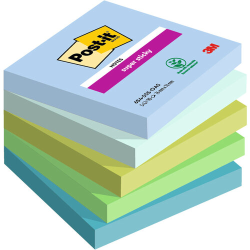 Post-it Bloc mémos 3M post-it 654 Super Sticky 76x76mm Oasis