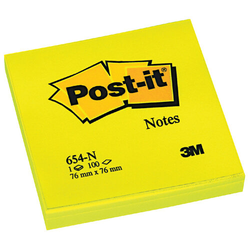 Post-it Bloc-mémos Post-it 654-NGE 76x76mm néon jaune