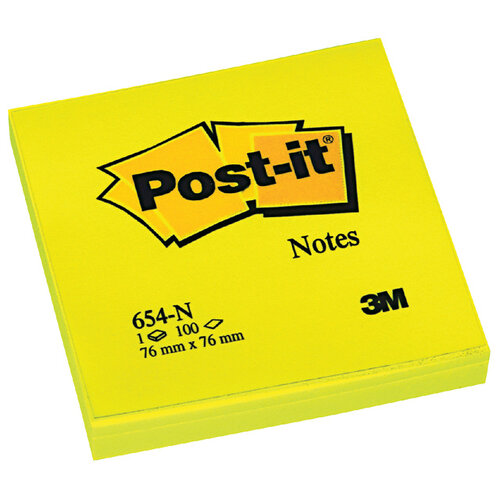 Post-it Memoblok 3M Post-it 654 76x76mm neon geel