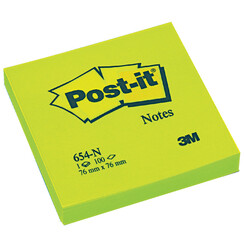 Bloc-mémos Post-it 654-NGR 76x76 néon vert