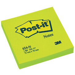 Memoblok 3M Post-it 654 76x76mm neon groen