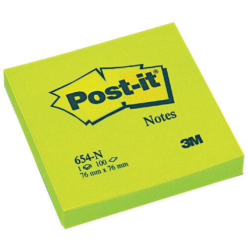 Post-it Bloc-mémos Post-it 654-NGR 76x76 néon vert