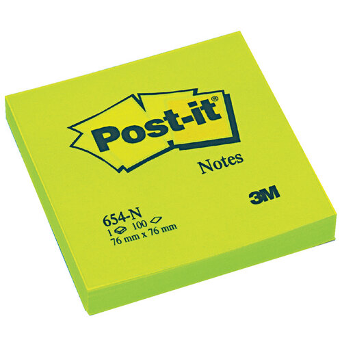 Post-it Memoblok 3M Post-it 654 76x76mm neon groen