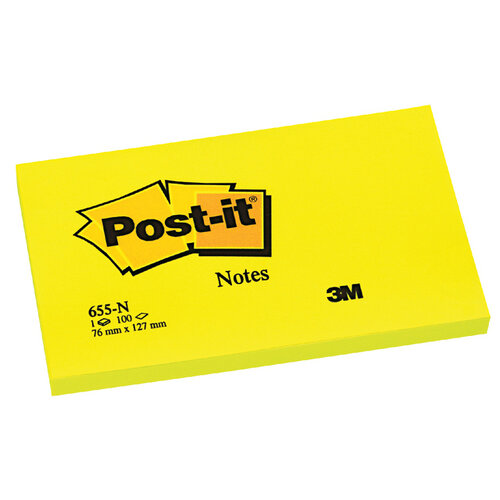 Post-it Bloc-mémos Post-it 655-NGE 76x127mm néon jaune