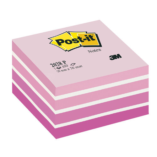 Post-it Memoblok 3M Post-it 2028 76x76mm kubus pastel roze