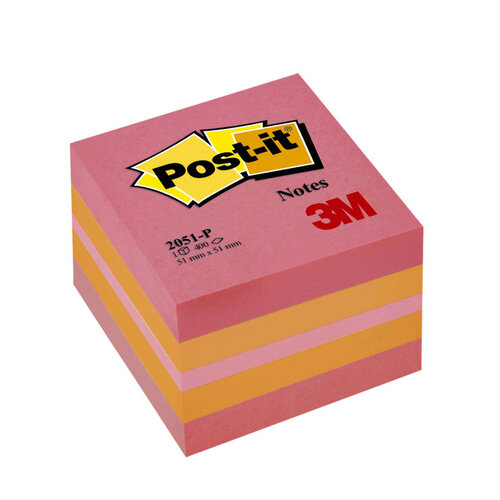 Post-it Bloc-mémos Post-it 20511P cube 51x51mm rose 400 feuillets